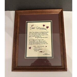 VTG Laura Leiden Calligraphy- "Dear Grandma" -Matted & Framed Print 9 x 12 (2000